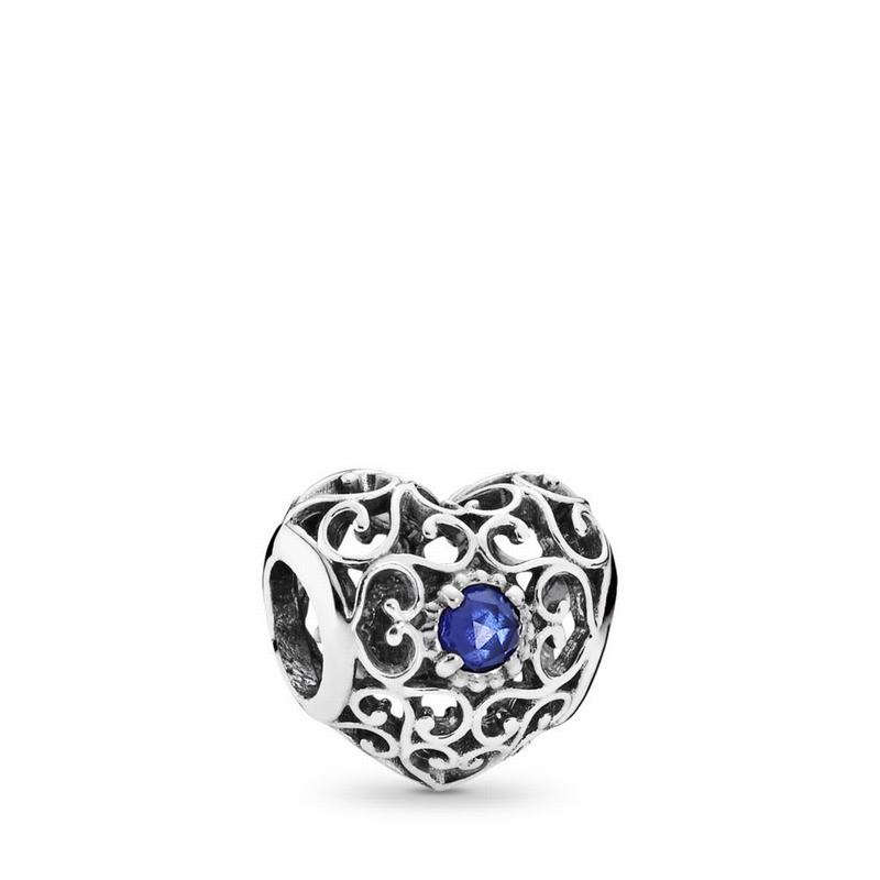 Pandora Australia September Signature Heart Charm - Sterling Silver | IBSJMN290